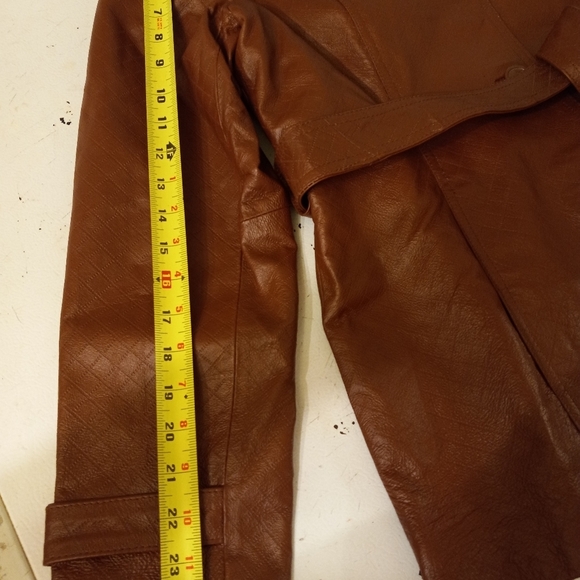 Dialogue Leather Coat Blazer Jacket Pebbles Diamond Embossed Tan Brown M… - Picture 9 of 10